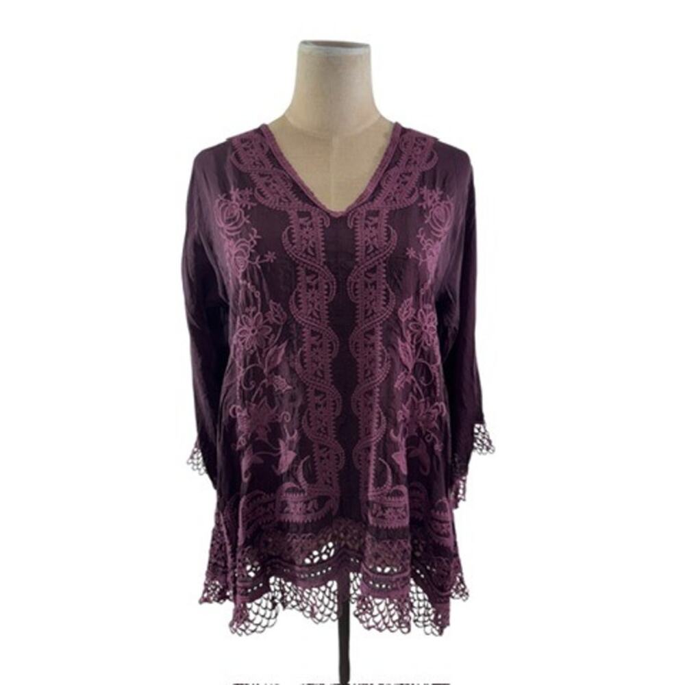 "Johnny Was"‎ Assic, Embroidered ,Tunic Top, XS , Gypsy, Artsy, PLZ SEE PICS !!